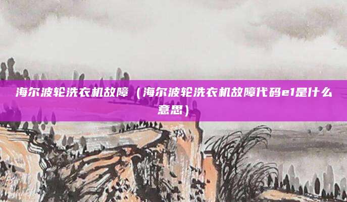 海尔波轮洗衣机故障（海尔波轮洗衣机故障代码e1是什么意思）