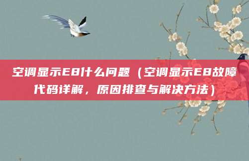 空调显示E8什么问题（空调显示E8故障代码详解，原因排查与解决方法）