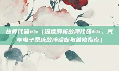 故障代码e5(深度解析故障代码E5,汽车电子系统故障诊断与维修指南)
