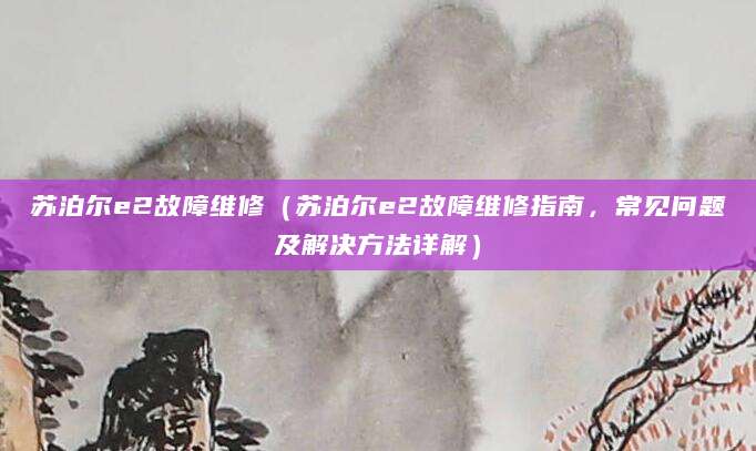 苏泊尔e2故障维修(苏泊尔e2故障维修指南,常见问题及解决方法详解)
