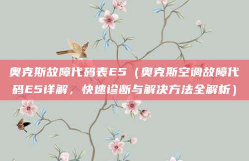 奥克斯故障代码表E5（奥克斯空调故障代码E5详解，快速诊断与解决方法全解析）
