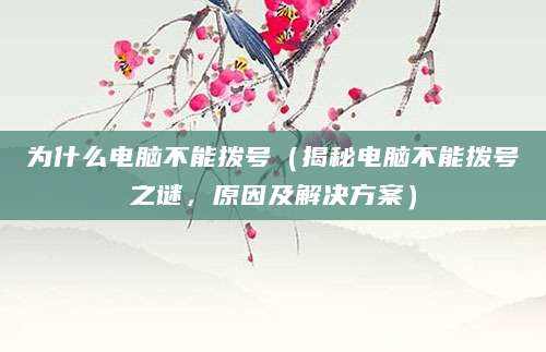 为什么电脑不能拨号（揭秘电脑不能拨号之谜，原因及解决方案）