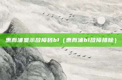 惠而浦显示故障码b1（惠而浦b1故障排除）
