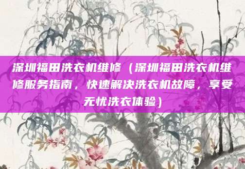 深圳福田洗衣机维修（深圳福田洗衣机维修服务指南，快速解决洗衣机故障，享受无忧洗衣体验）