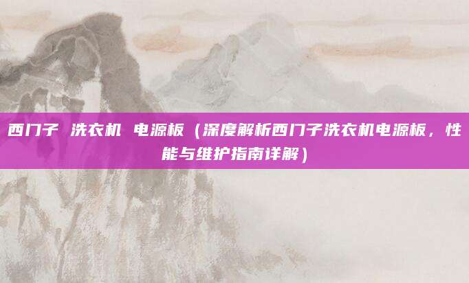 西门子 洗衣机 电源板（深度解析西门子洗衣机电源板，性能与维护指南详解）