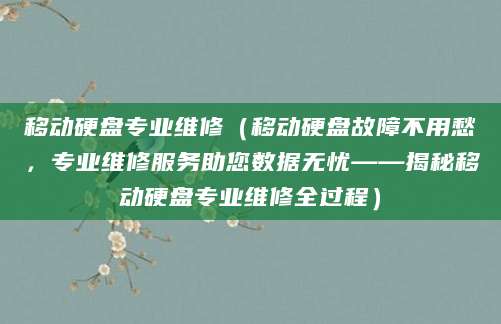 移动硬盘专业维修（移动硬盘故障不用愁，专业维修服务助您数据无忧——揭秘移动硬盘专业维修全过程）