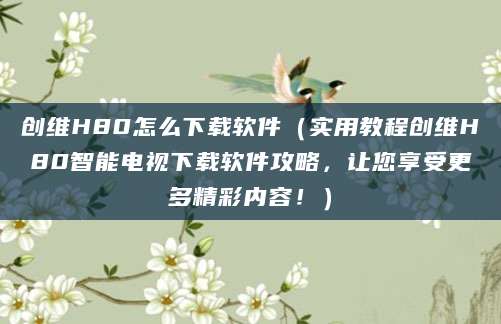 创维H80怎么下载软件（实用教程创维H80智能电视下载软件攻略，让您享受更多精彩内容！）