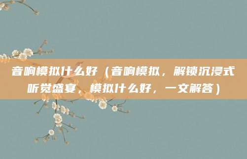 音响模拟什么好(音响模拟,解锁沉浸式听觉盛宴,模拟什么好,一文解答)