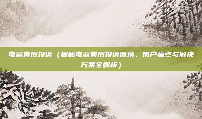 电器售后投诉（揭秘电器售后投诉困境，用户痛点与解决方案全解析）