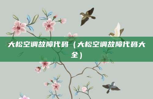 大松空调故障代码（大松空调故障代码大全）