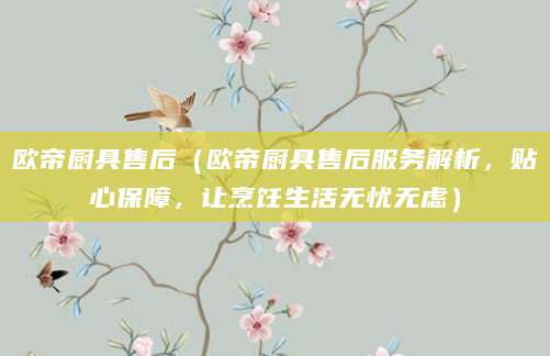 欧帝厨具售后（欧帝厨具售后服务解析，贴心保障，让烹饪生活无忧无虑）