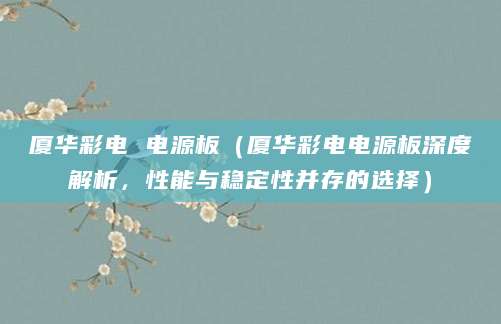 厦华彩电 电源板（厦华彩电电源板深度解析，性能与稳定性并存的选择）