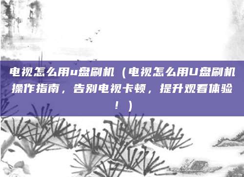 电视怎么用u盘刷机(电视怎么用U盘刷机操作指南,告别电视卡顿,提升观看体验!)