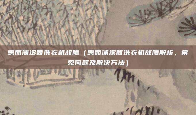 惠而浦滚筒洗衣机故障（惠而浦滚筒洗衣机故障解析，常见问题及解决方法）