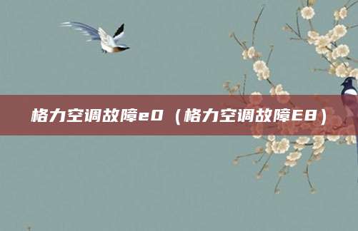 格力空调故障e0（格力空调故障E8）
