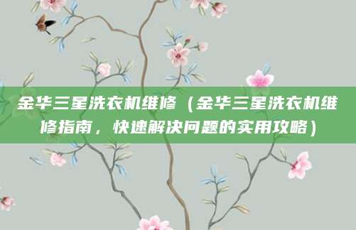 金华三星洗衣机维修（金华三星洗衣机维修指南，快速解决问题的实用攻略）