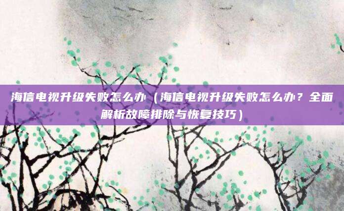 海信电视升级失败怎么办（海信电视升级失败怎么办？全面解析故障排除与恢复技巧）