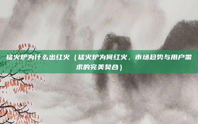 猛火炉为什么出红火（猛火炉为何红火，市场趋势与用户需求的完美契合）