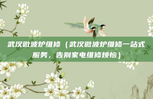 武汉微波炉维修（武汉微波炉维修一站式服务，告别家电维修烦恼）