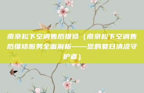 南京松下空调售后维修（南京松下空调售后维修服务全面解析——您的夏日清凉守护者）