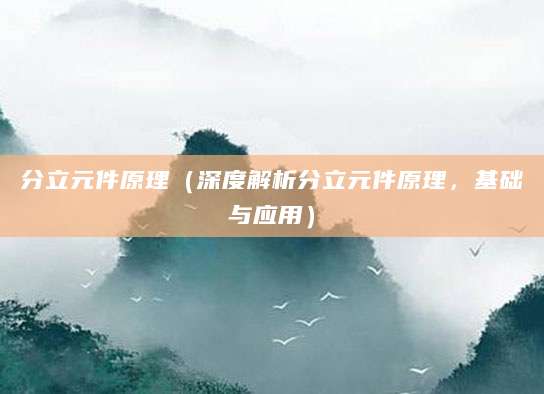分立元件原理（深度解析分立元件原理，基础与应用）