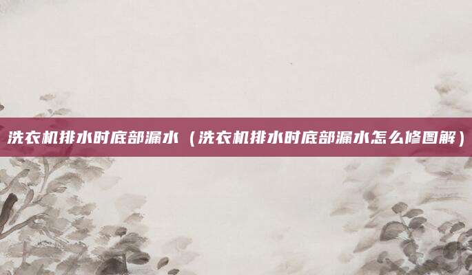 洗衣机排水时底部漏水（洗衣机排水时底部漏水怎么修图解）