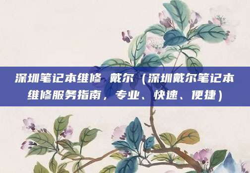 深圳笔记本维修 戴尔（深圳戴尔笔记本维修服务指南，专业、快速、便捷）