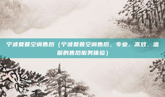 宁波夏普空调售后（宁波夏普空调售后，专业、高效、温馨的售后服务体验）