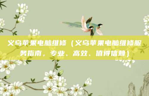 义乌苹果电脑维修（义乌苹果电脑维修服务指南，专业、高效、值得信赖）