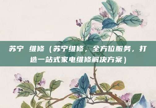 苏宁 维修（苏宁维修，全方位服务，打造一站式家电维修解决方案）