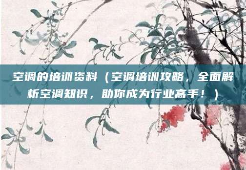 空调的培训资料（空调培训攻略，全面解析空调知识，助你成为行业高手！）