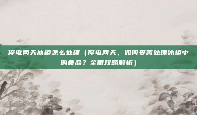 停电两天冰柜怎么处理（停电两天，如何妥善处理冰柜中的食品？全面攻略解析）