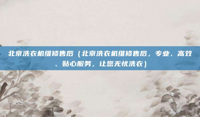 北京洗衣机维修售后（北京洗衣机维修售后，专业、高效、贴心服务，让您无忧洗衣）