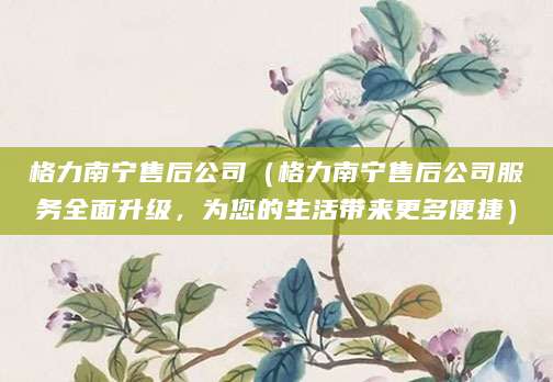 格力南宁售后公司(格力南宁售后公司服务全面升级,为您的生活带来更多便捷)