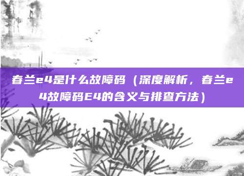 春兰e4是什么故障码（深度解析，春兰e4故障码E4的含义与排查方法）