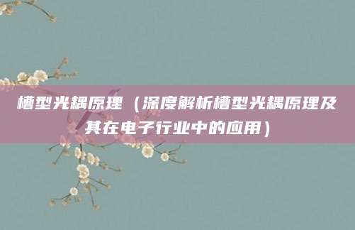 槽型光耦原理（深度解析槽型光耦原理及其在电子行业中的应用）