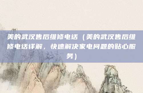 美的武汉售后维修电话（美的武汉售后维修电话详解，快速解决家电问题的贴心服务）
