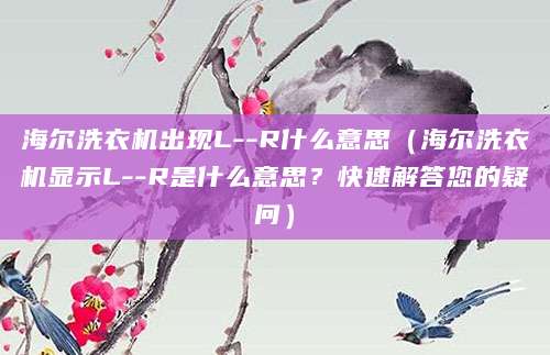 海尔洗衣机出现L--R什么意思（海尔洗衣机显示L--R是什么意思？快速解答您的疑问）