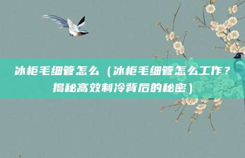 冰柜毛细管怎么（冰柜毛细管怎么工作？揭秘高效制冷背后的秘密）