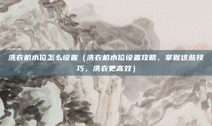 洗衣机水位怎么设置（洗衣机水位设置攻略，掌握这些技巧，洗衣更高效）