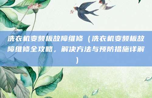 洗衣机变频板故障维修（洗衣机变频板故障维修全攻略，解决方法与预防措施详解）