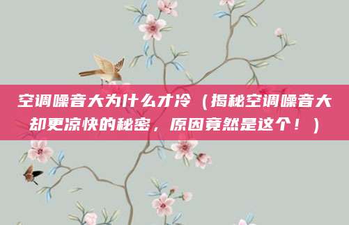 空调噪音大为什么才冷（揭秘空调噪音大却更凉快的秘密，原因竟然是这个！）