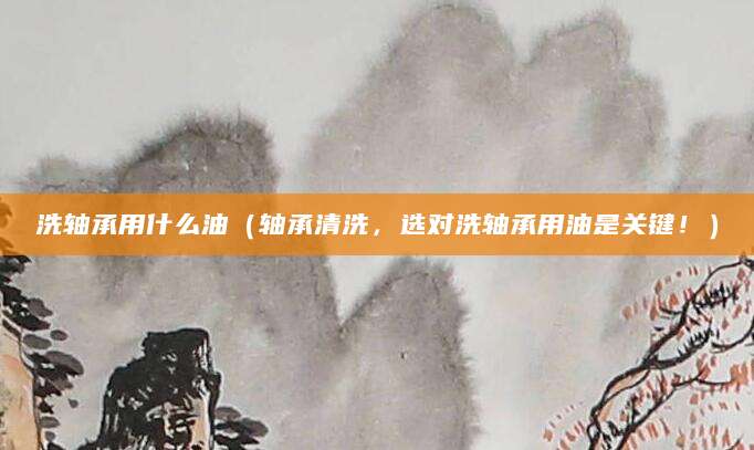 洗轴承用什么油（轴承清洗，选对洗轴承用油是关键！）
