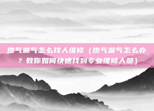 燃气漏气怎么找人维修（燃气漏气怎么办？教你如何快速找到专业维修人员）