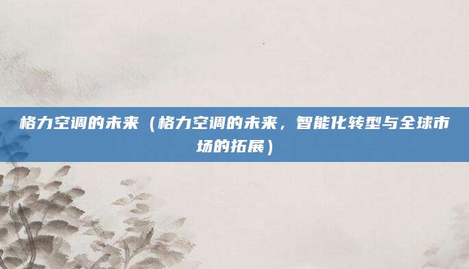 格力空调的未来（格力空调的未来，智能化转型与全球市场的拓展）