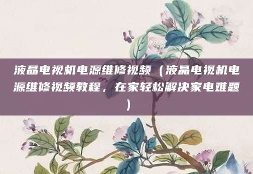 液晶电视机电源维修视频（液晶电视机电源维修视频教程，在家轻松解决家电难题）