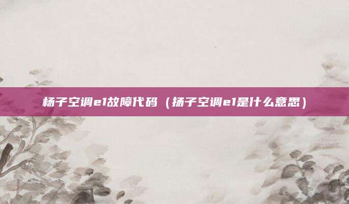 杨子空调e1故障代码（扬子空调e1是什么意思）