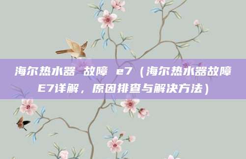 海尔热水器 故障 e7（海尔热水器故障E7详解，原因排查与解决方法）