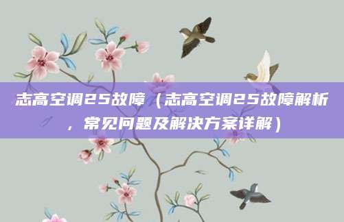 志高空调25故障(志高空调25故障解析,常见问题及解决方案详解)