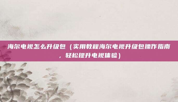 海尔电视怎么升级包（实用教程海尔电视升级包操作指南，轻松提升电视体验）